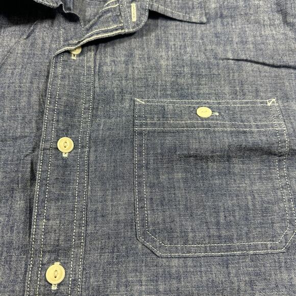 American Eagle Button Up Shirt‎ Mens XXL Blue Denim Casual Outdoor Preppy Office - Picture 2 of 9